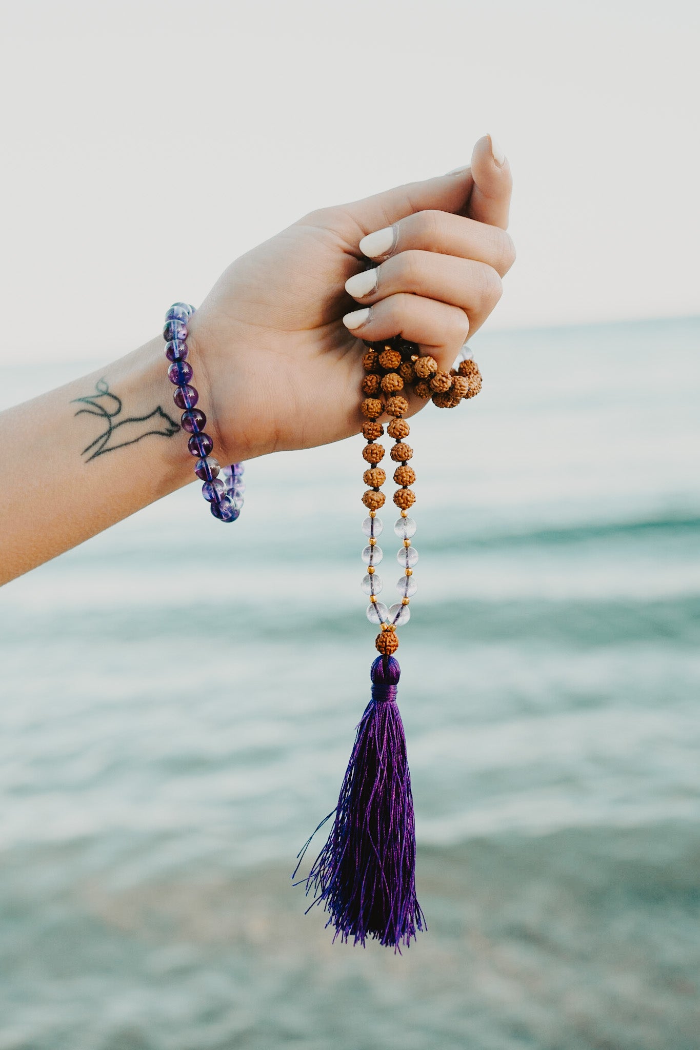 Rudraksha and Amethyst Mala - Premium Quality