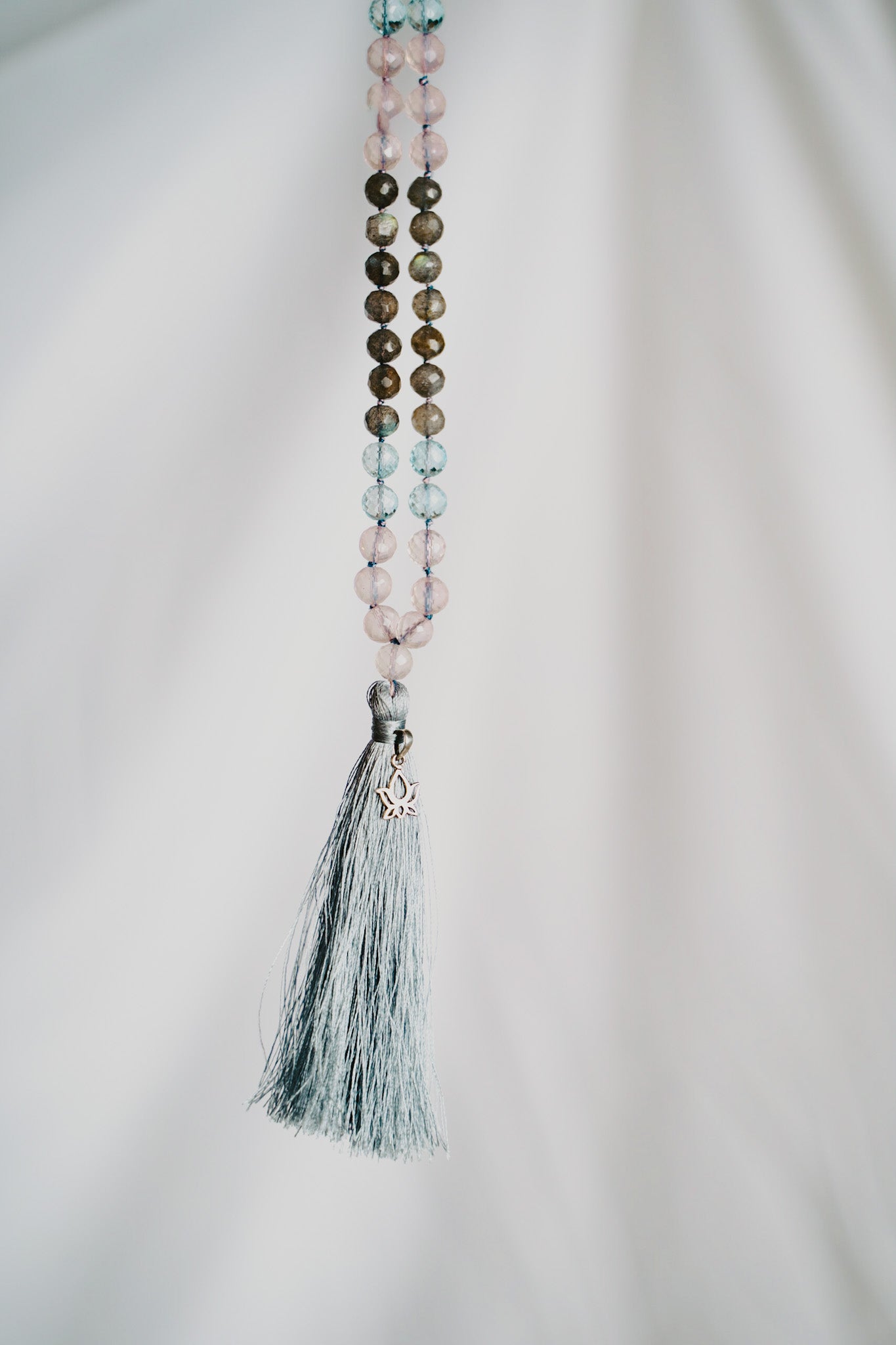 Rose Quartz, Blue Topaz and Labradorite Mala - Premium Quality