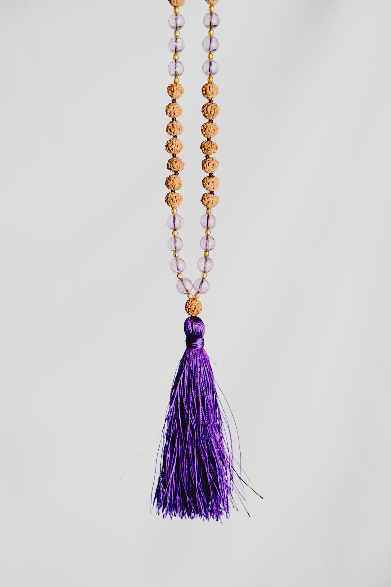 Rudraksha and Amethyst Mala - Premium Quality