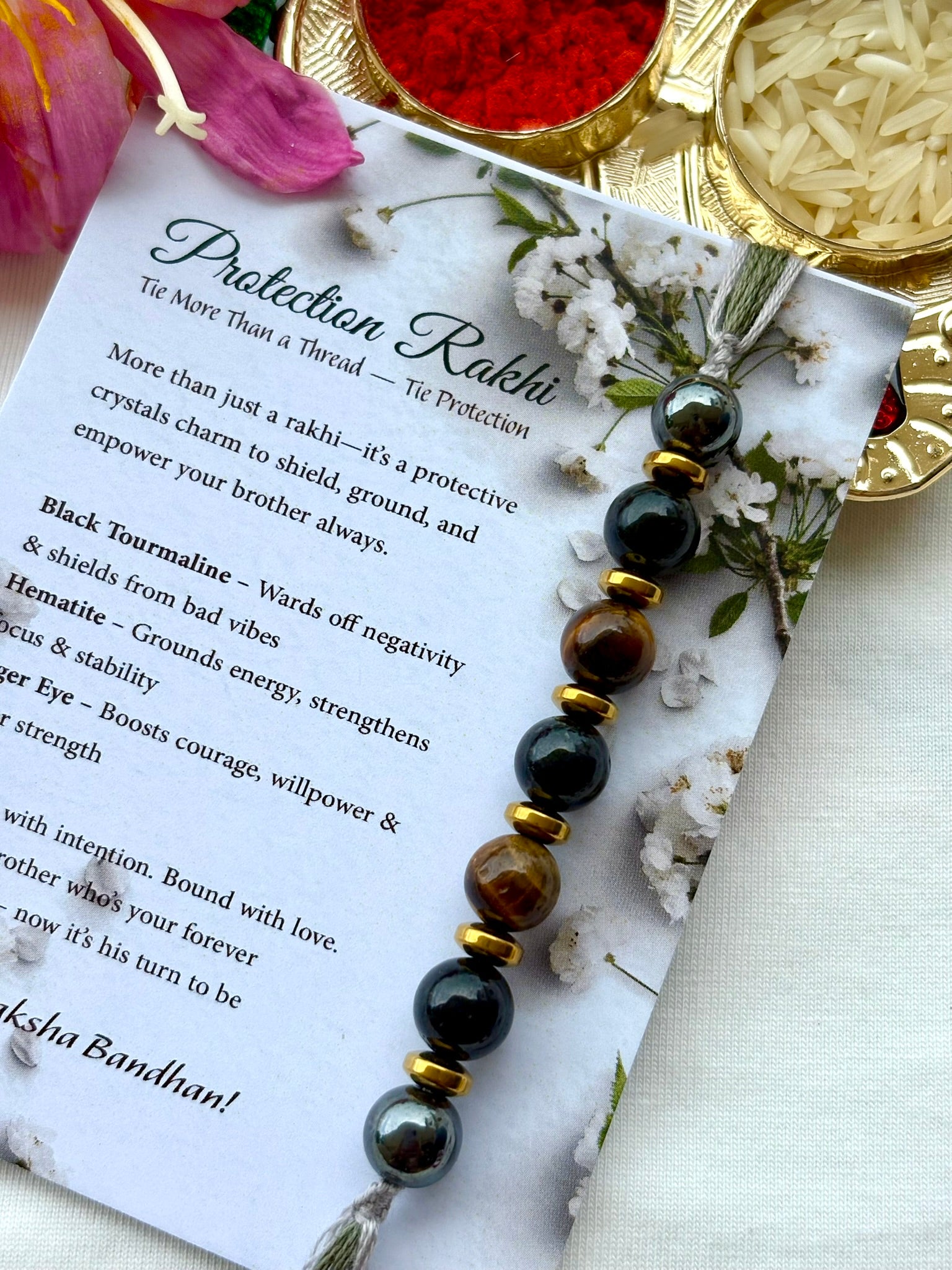 Wealth Rakhi, Divine Grace Rakhi, Protection Rakhi, Good Luck Rakhi - Set of 4