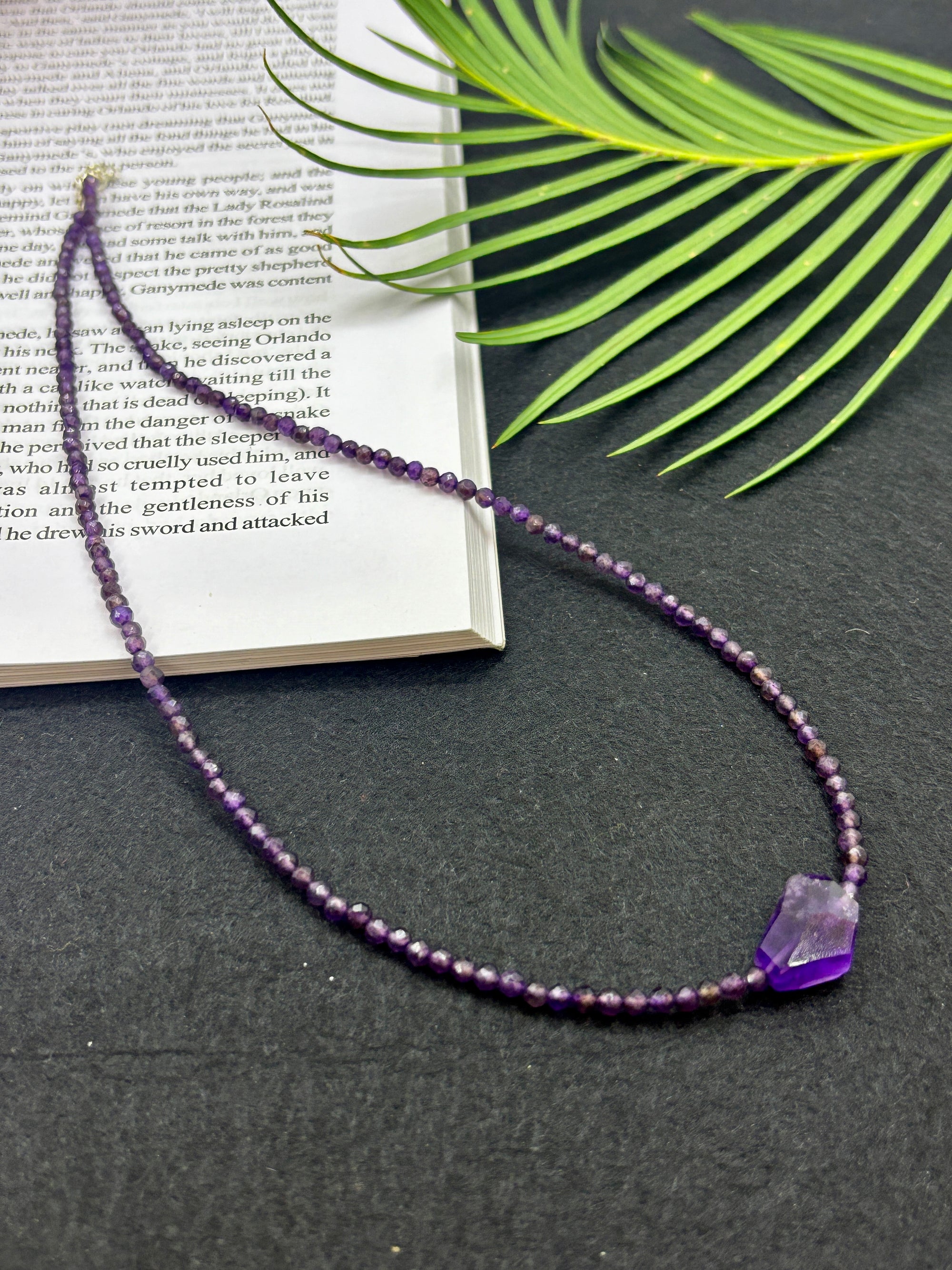 Serenity - Amethyst Beaded Necklace with Amethyst Pendant