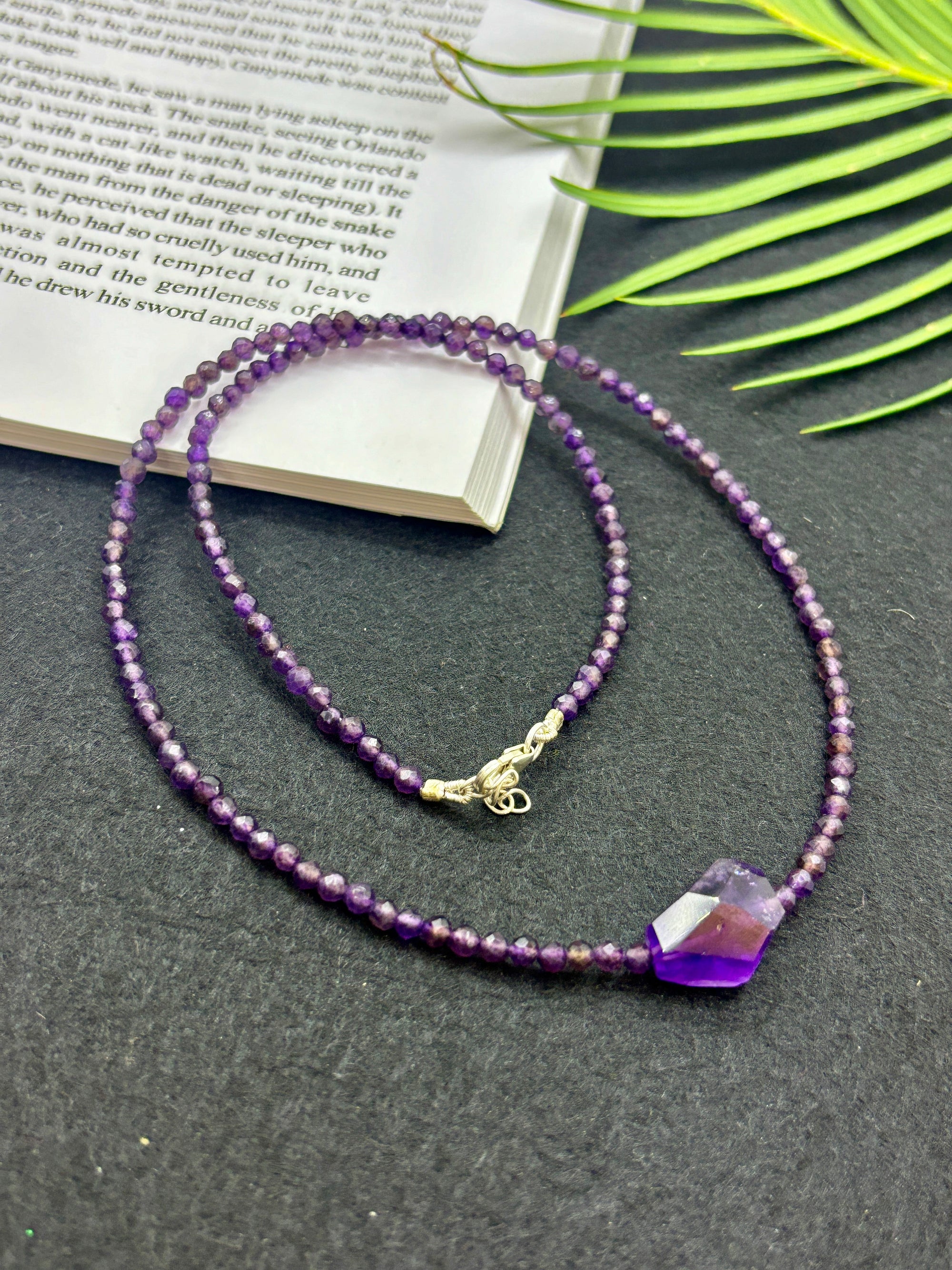 Serenity - Amethyst Beaded Necklace with Amethyst Pendant