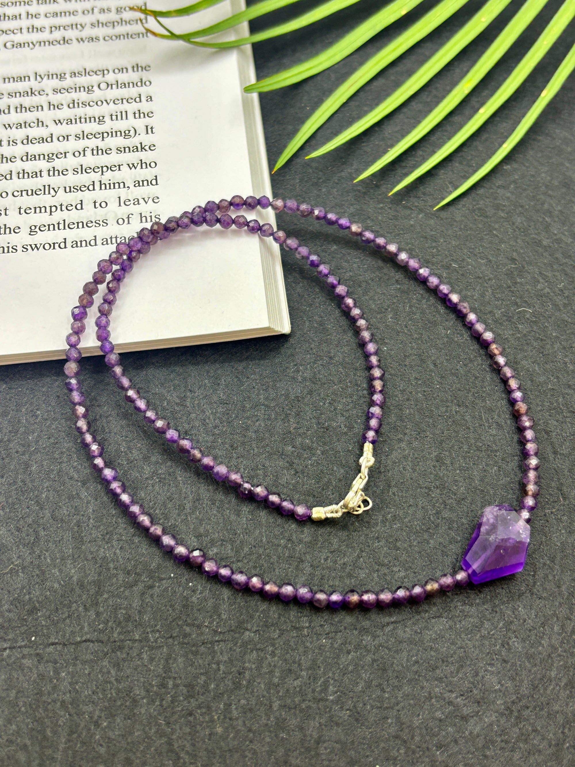 Serenity - Amethyst Beaded Necklace with Amethyst Pendant