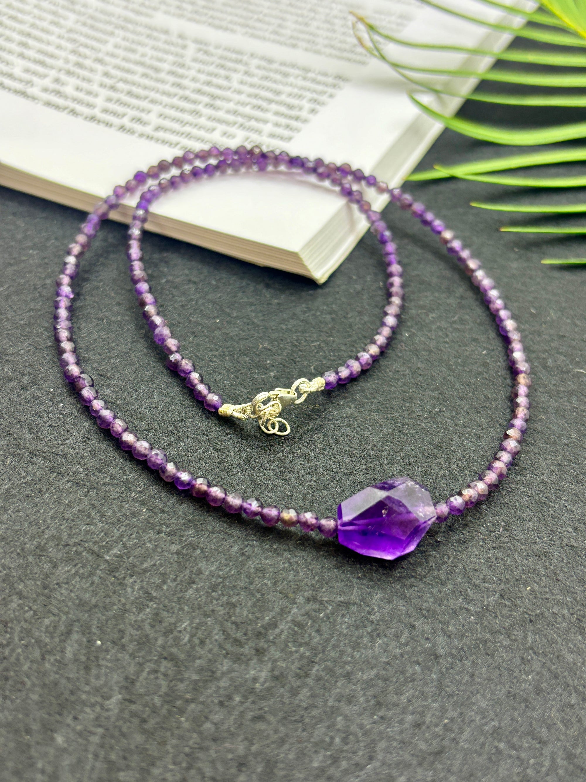 Serenity - Amethyst Beaded Necklace with Amethyst Pendant