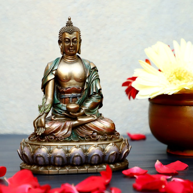 Lord Buddha Statue, Buddha with Medicine Pot, Gift, Home Decor, Tibetan God, 6 inches