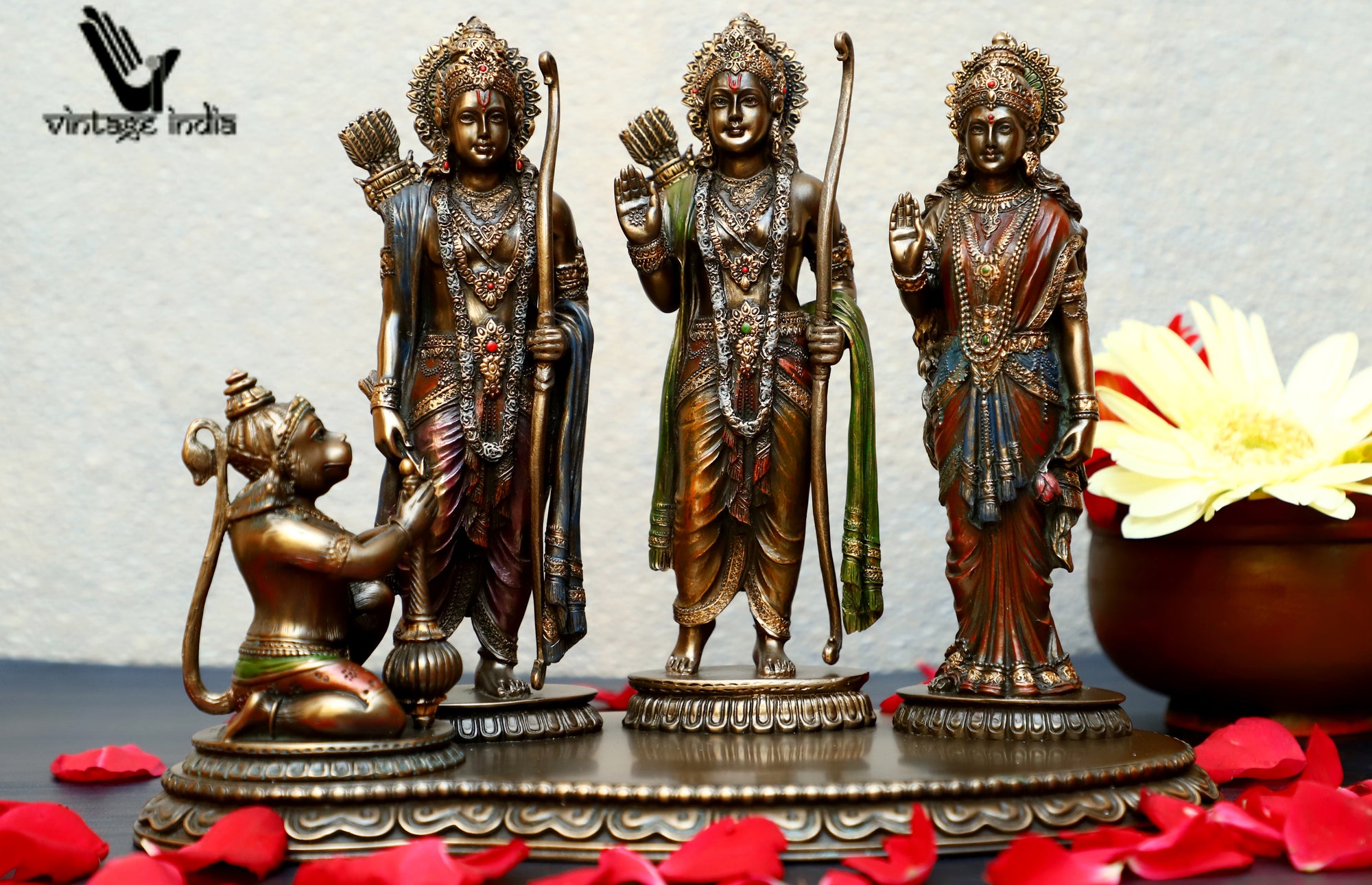 Ram Darbar Statue, Lord Ram, Lord Lakshman, Goddess Sita, Sitting Hanuman, Gift, Home Decor, Hindu God, 8 inches