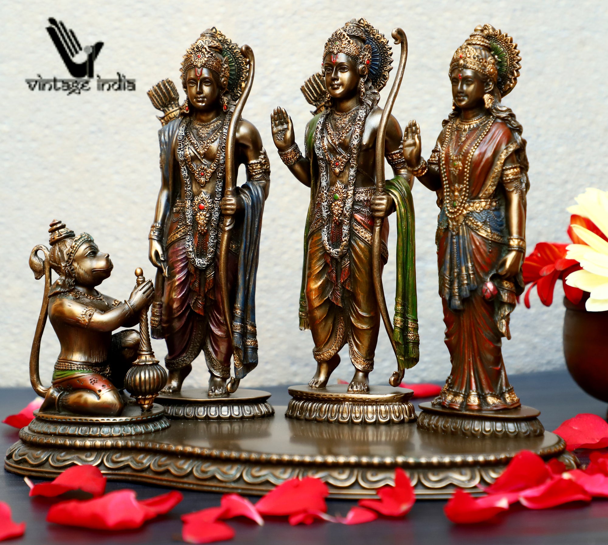 Ram Darbar Statue, Lord Ram, Lord Lakshman, Goddess Sita, Sitting Hanuman, Gift, Home Decor, Hindu God, 8 inches