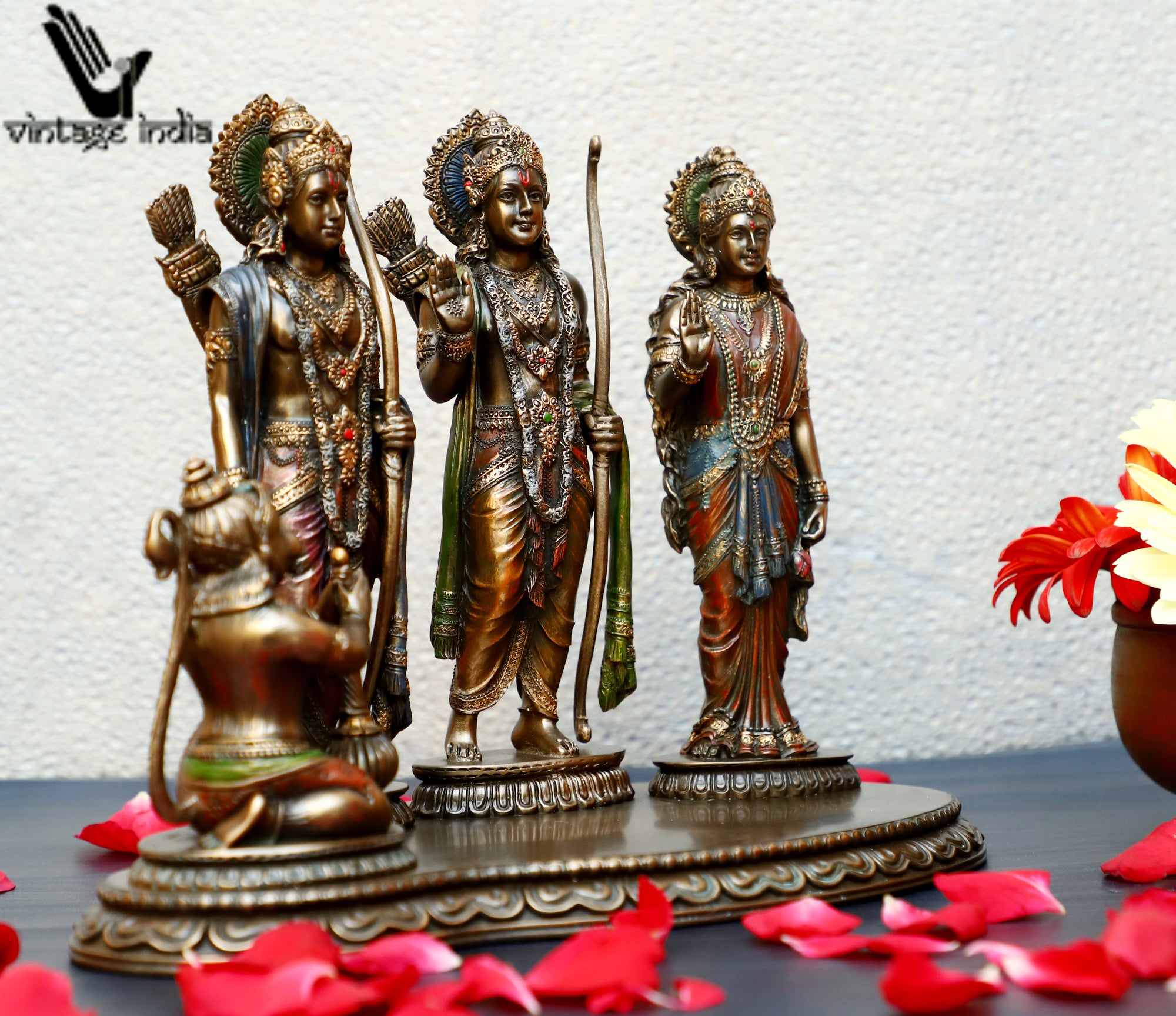 Ram Darbar Statue, Lord Ram, Lord Lakshman, Goddess Sita, Sitting Hanuman, Gift, Home Decor, Hindu God, 8 inches