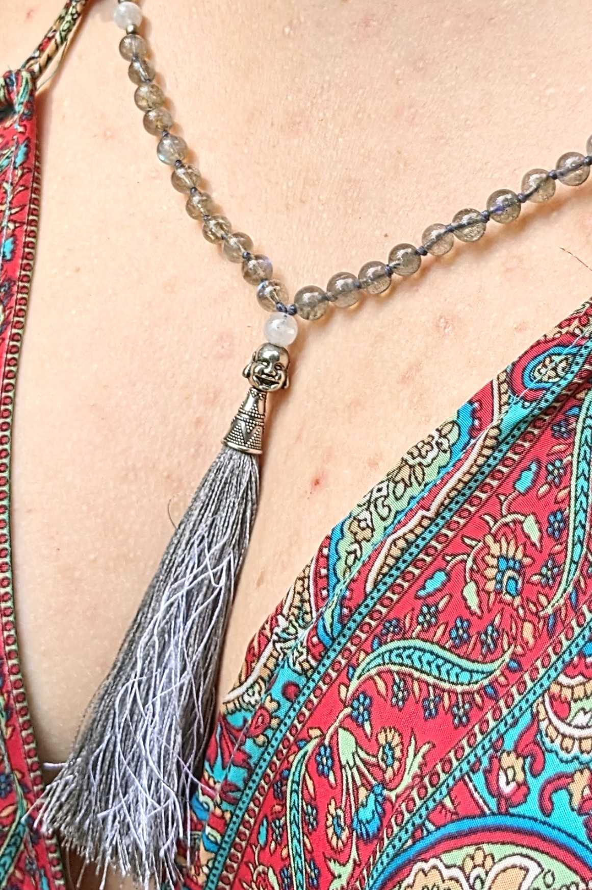 Labradorite & Moonstone Mala - Premium Quality