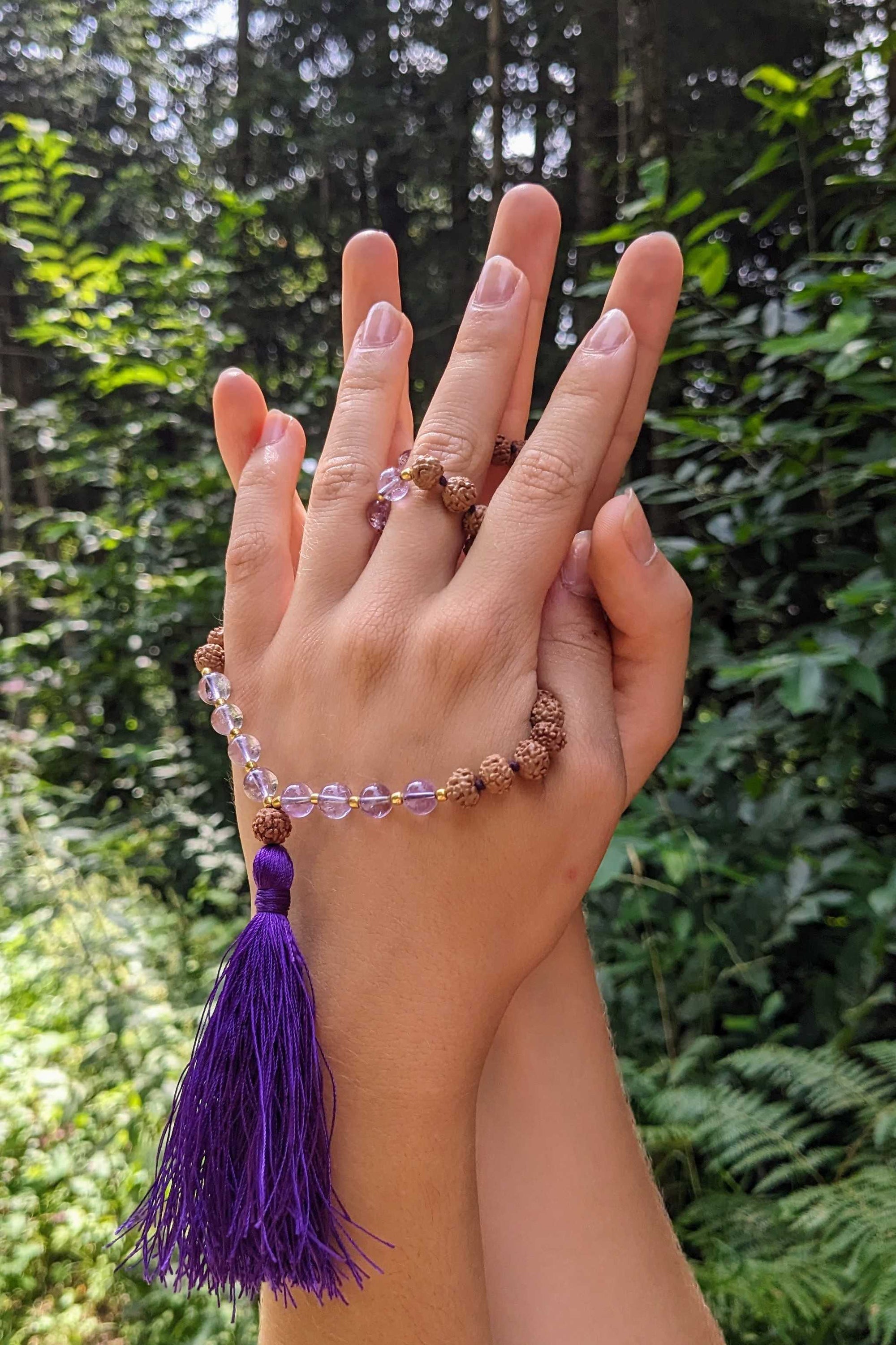 Rudraksha and Amethyst Mala - Premium Quality