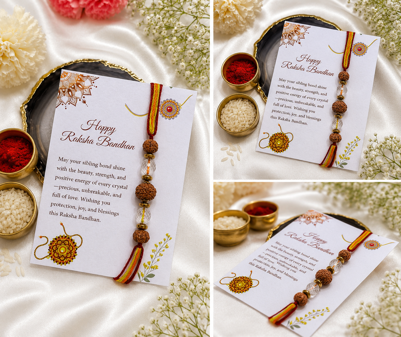 Rudraksha and Quartz Rakhi