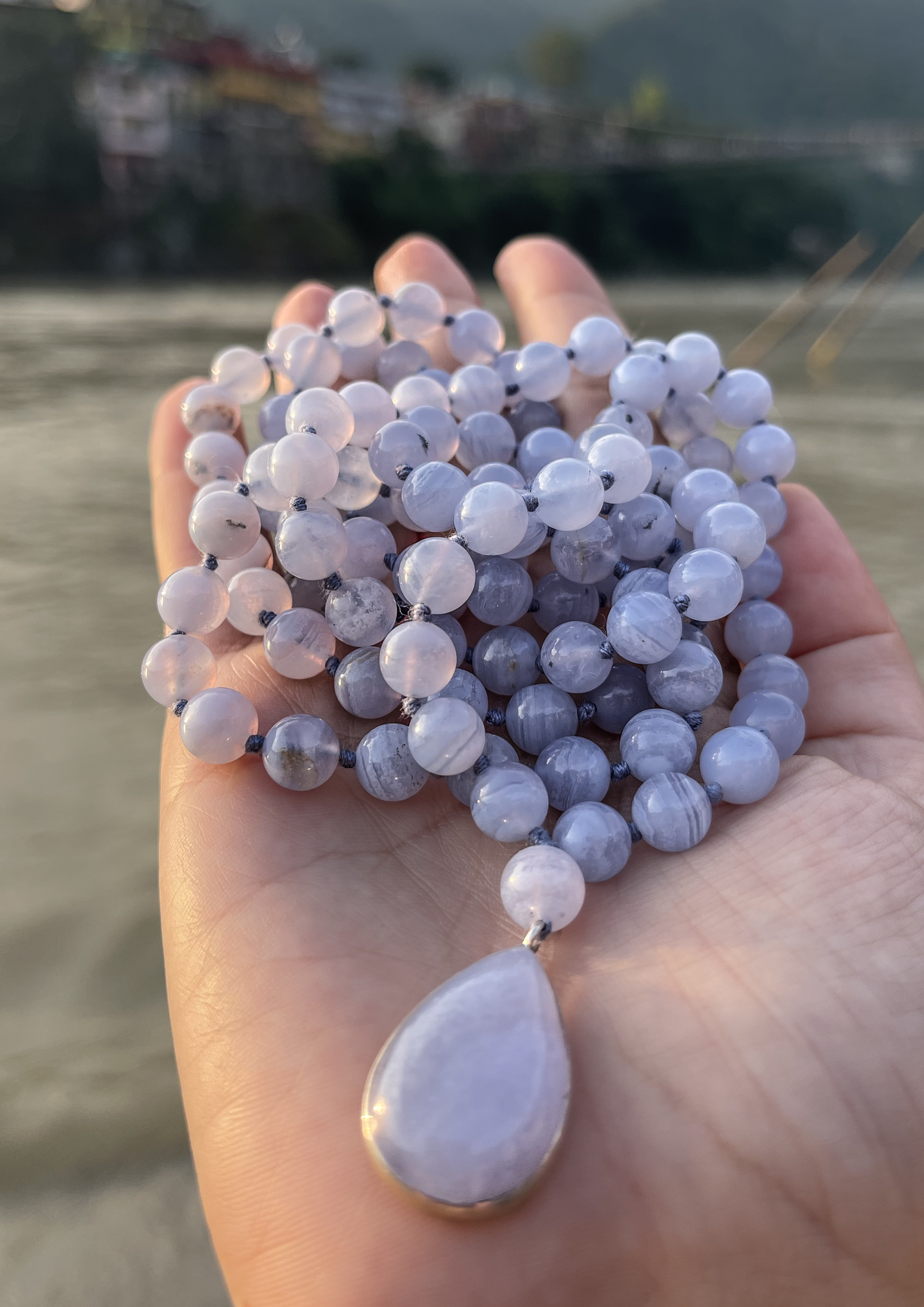 Serenity- Blue Lace Agate Meditation Mala -Premium Quality