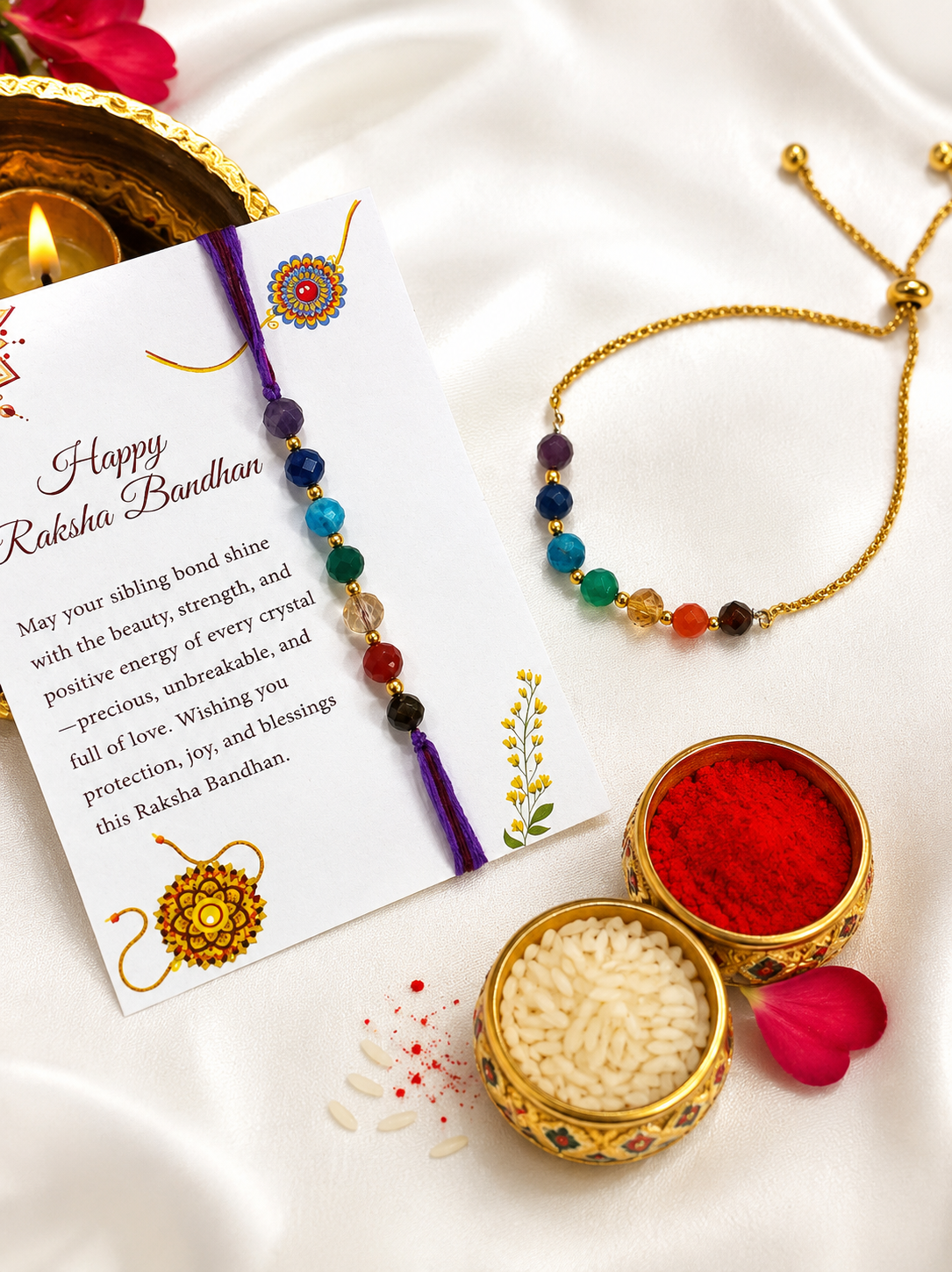 7 chakra Bhaiya Bhabhi Rakhi Set