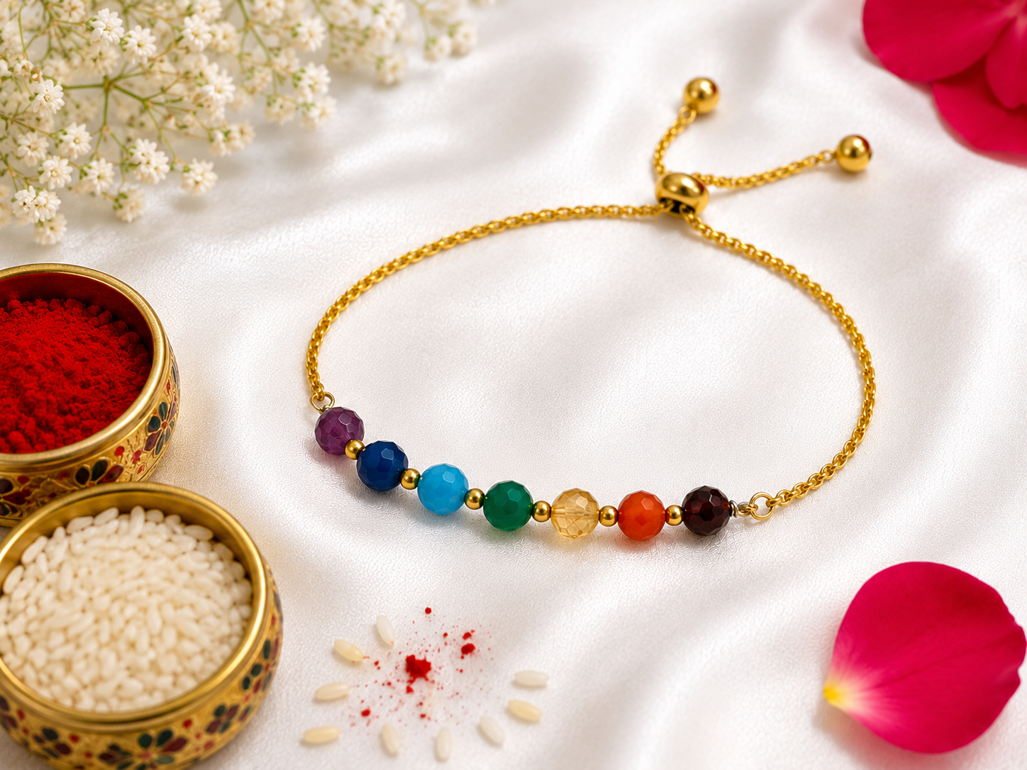 7 chakra Bhaiya Bhabhi Rakhi Set