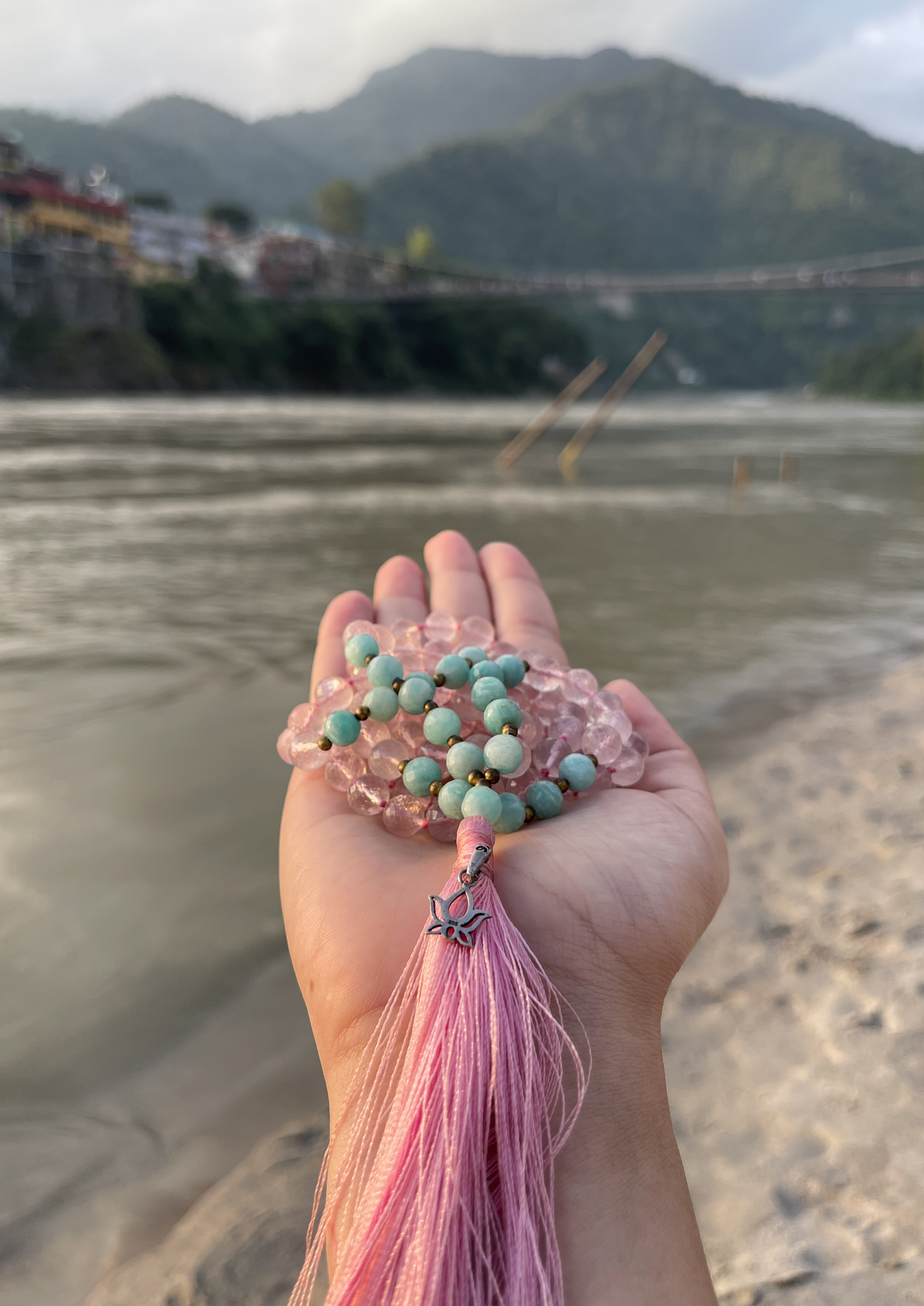 Heart Chakra - Rose Quartz and Amazonite Meditation Mala - Premium Quality