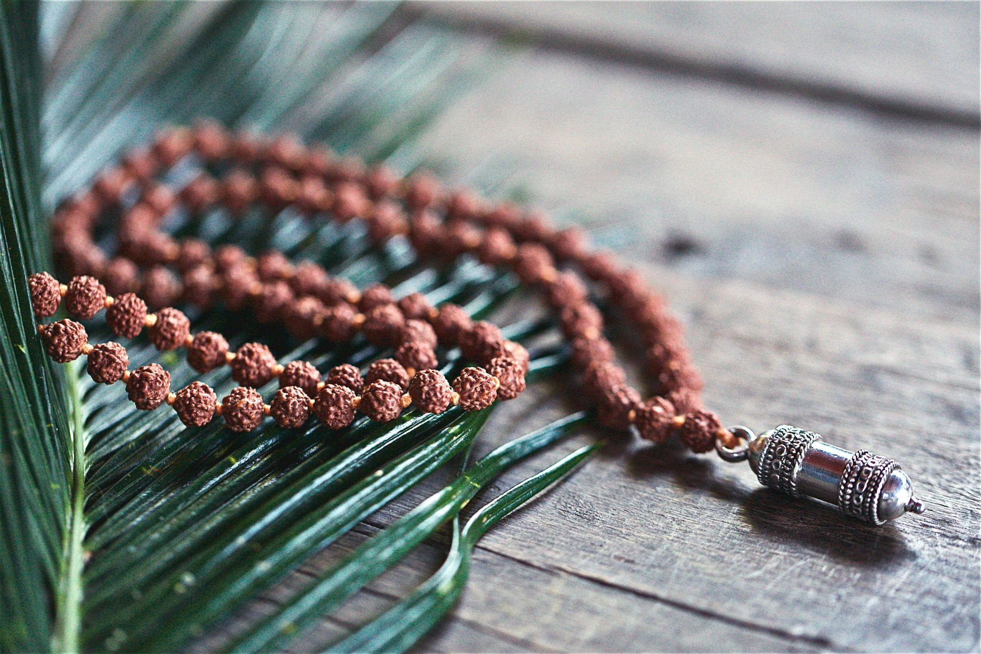 Rudraksha with Taweez Pendant bead mala Necklace, Crystal Beaded Necklace, 108 Japa mala, Meditation Mala, Kavach Locket, Silver Amulet