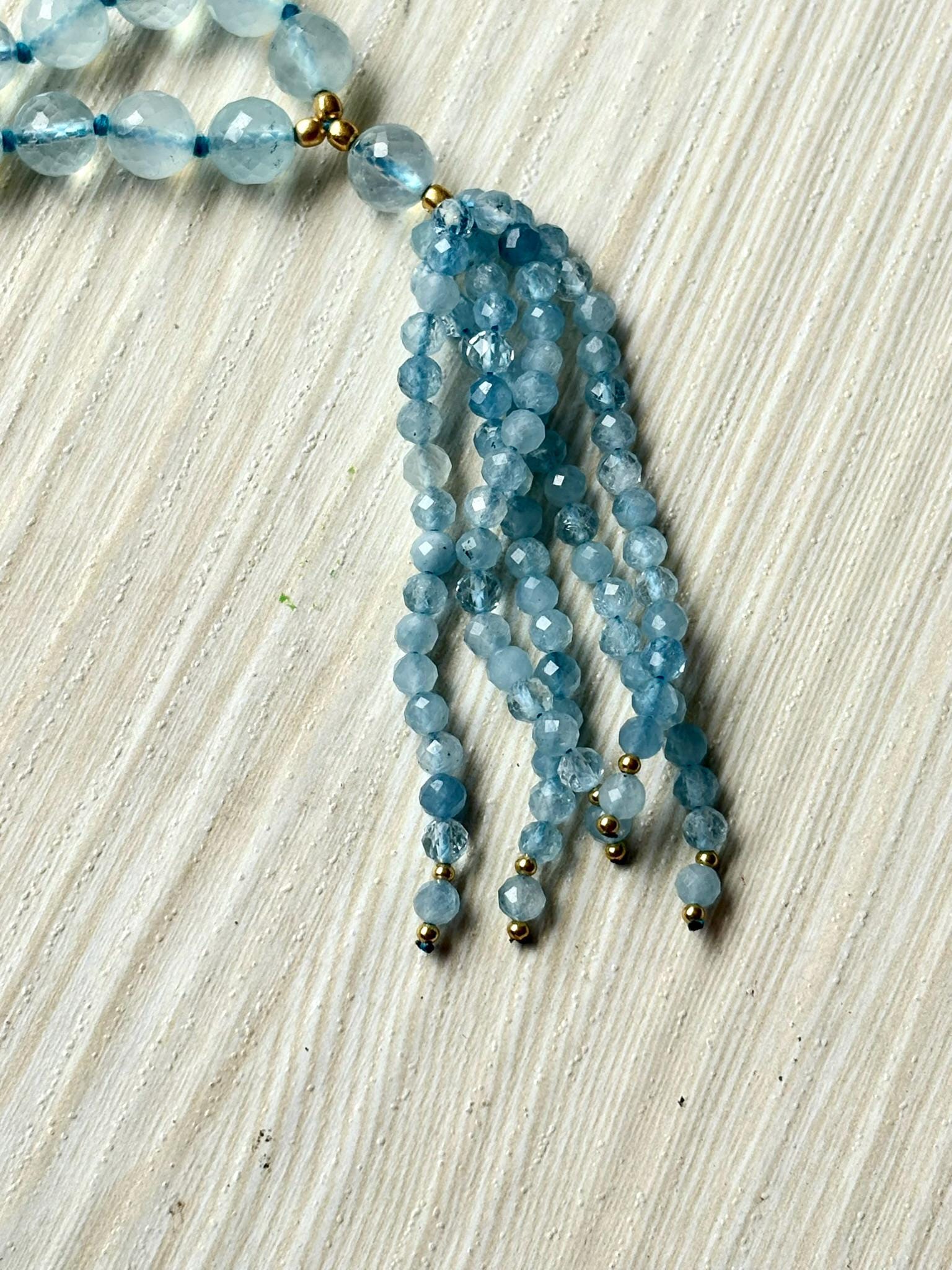 Faceted Amazonite Mala Necklace: 8mm Prayer Beads, Meditation Jewelry